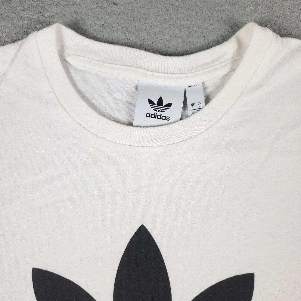 Adidas T Shirt Mens Large White Trefoil Logo Casual Short Sleeve Tee